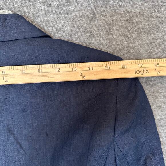 Quince Linen Blazer Womens Small Navy Blue 100% European Linen Structured - Picture 9 of 11